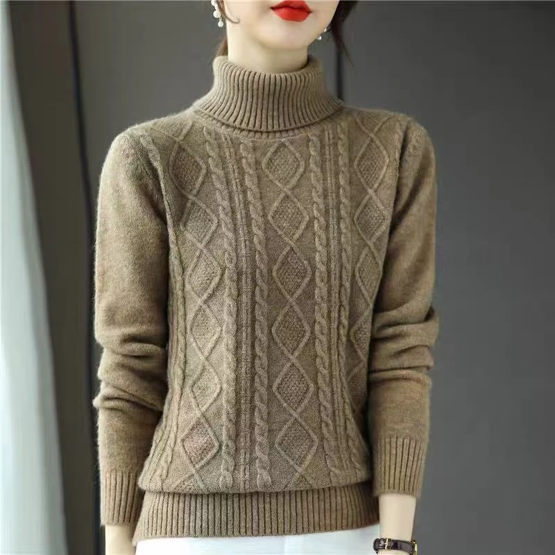 676新款时尚百搭长袖半高领重工针织衫打底衫