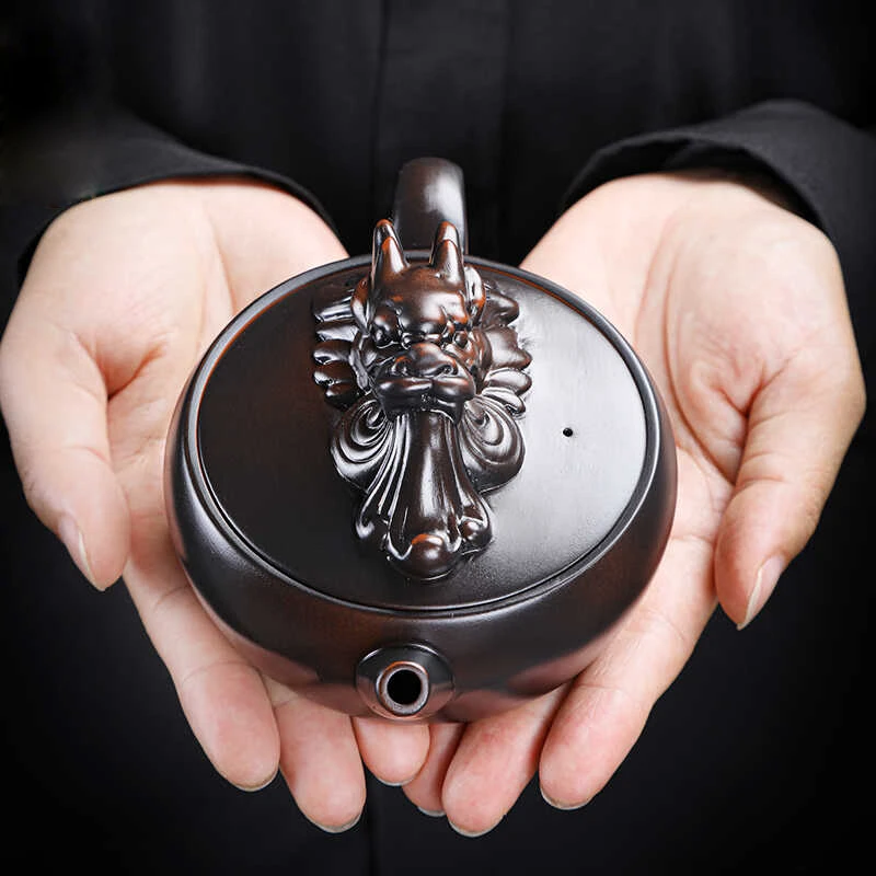 原矿紫陶汉瓦壶大师手工大口家用大容量泡茶器茶壶高档复古凤鸣壶