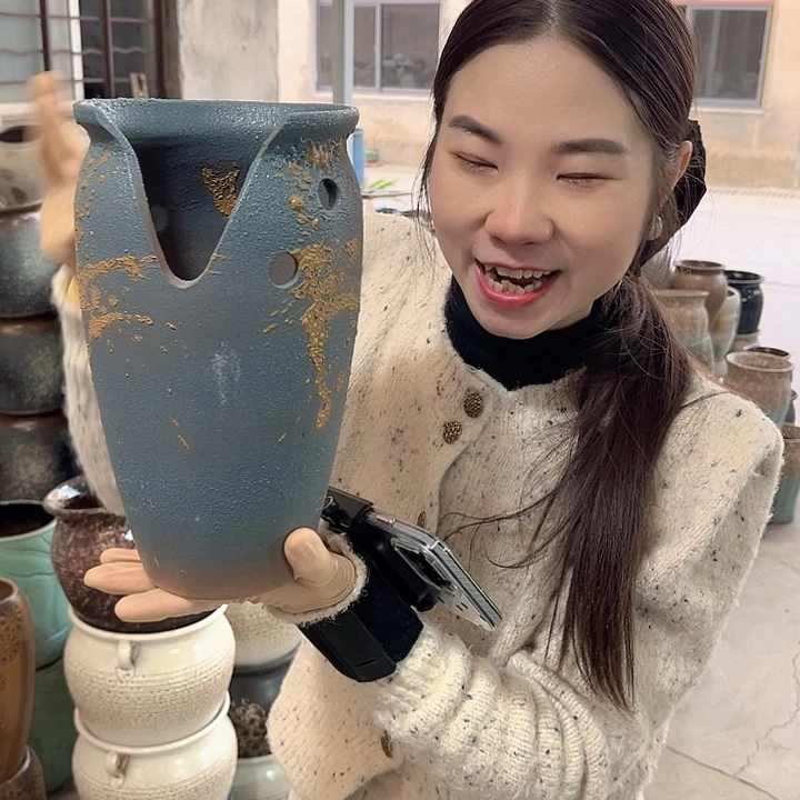 瑕疵口14高25花盆……