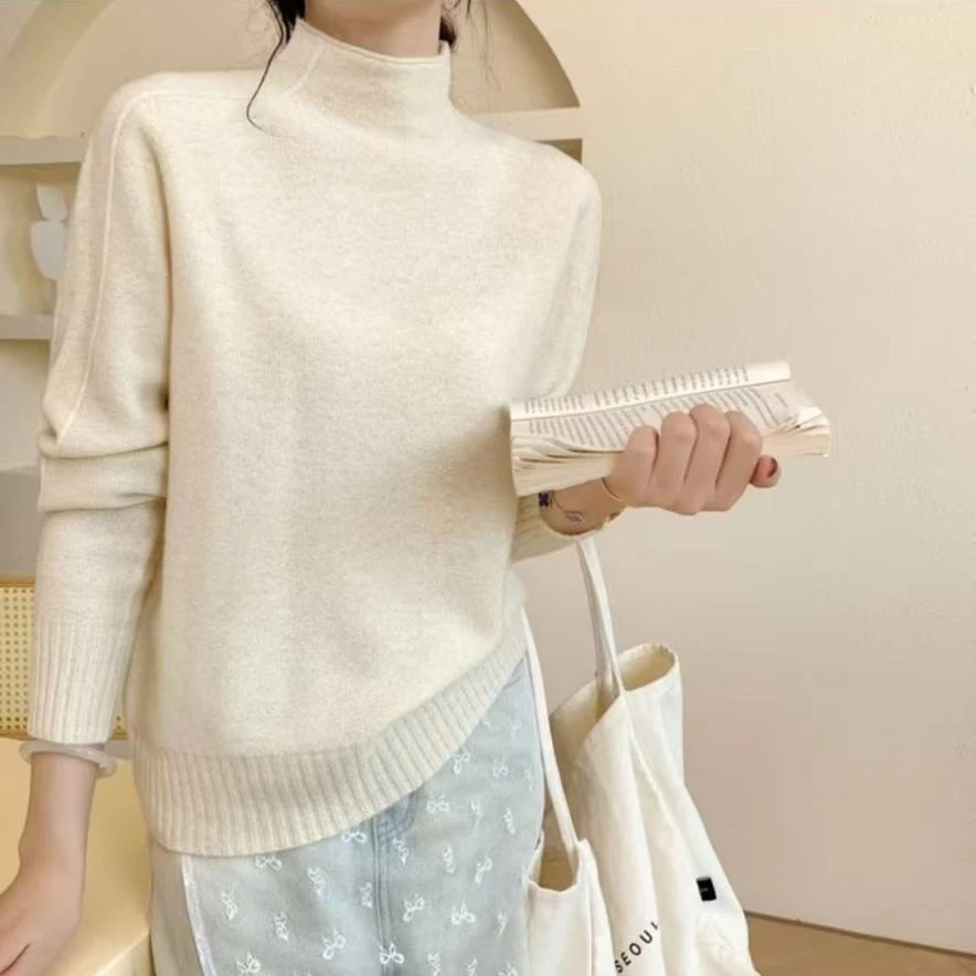 全羊毛100羊毛衫半高领秋冬打底衫亮片款