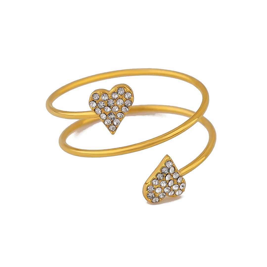 HUIKENA【双爱心开口戒】精致时尚轻奢小众SRO20171