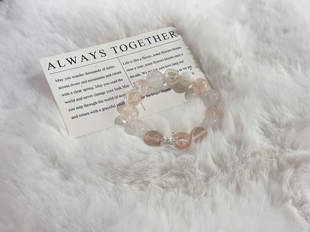 【无事少女】耶耶原创设计粉阿赛+白幽灵少女水晶手串单圈