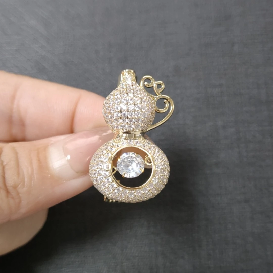 铜合金合成锆石胸针 FL402灵动葫芦胸针