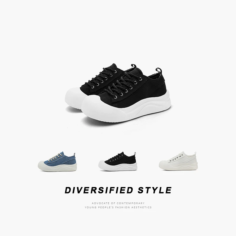 GCCDGo'ALL春季新款小众透气情侣款大头帆布鞋潮流百搭厚底面包鞋