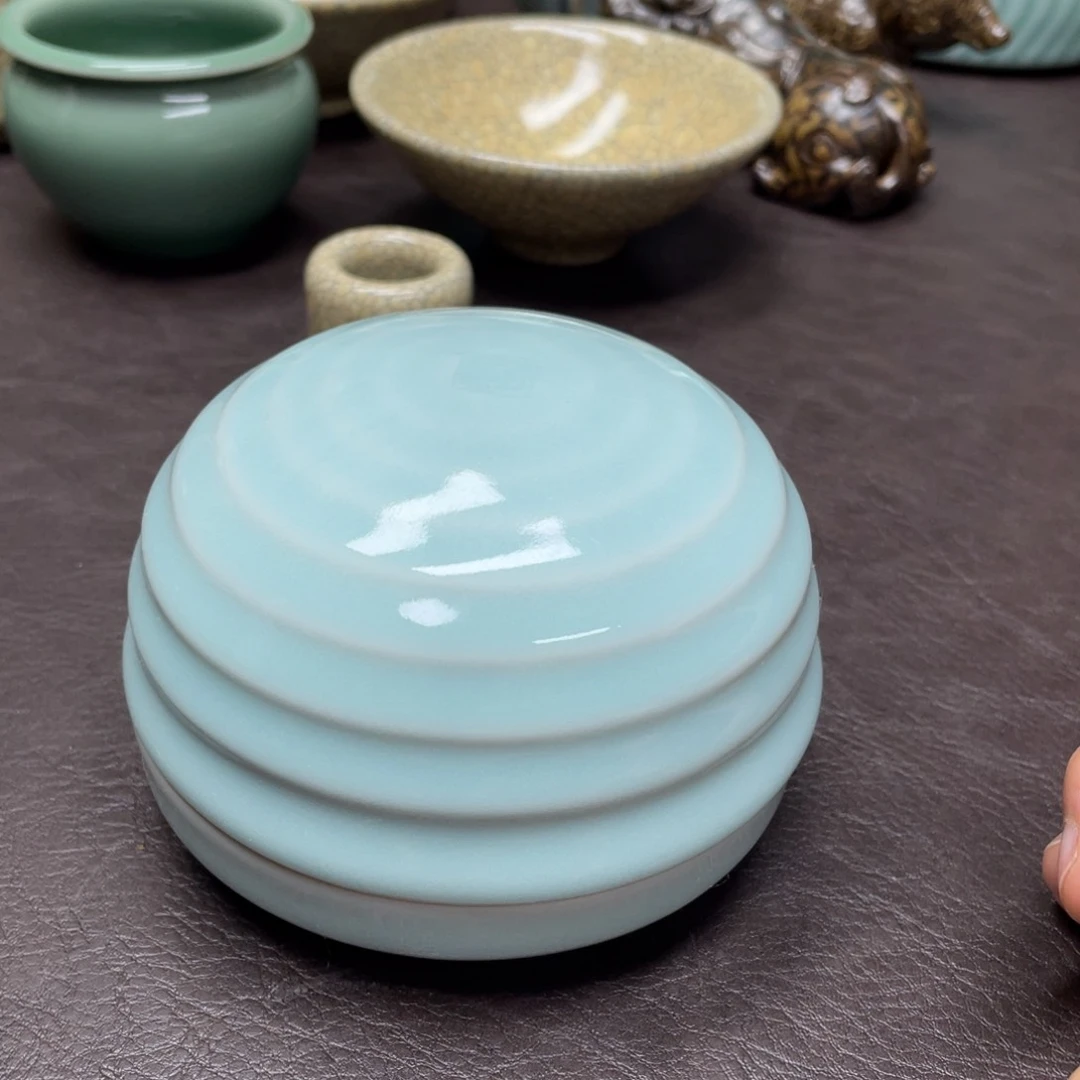 微瑕青瓷茶具杯子微
