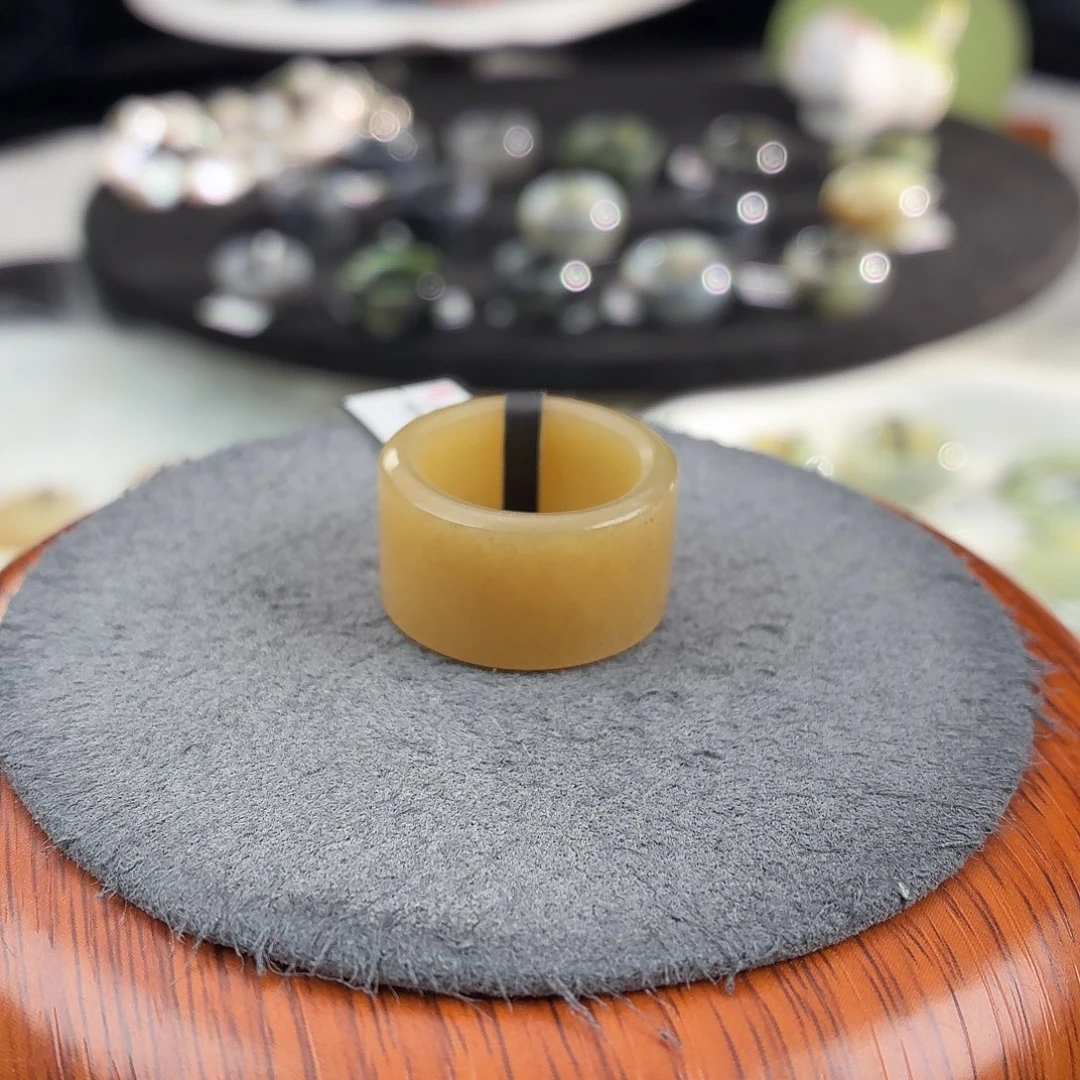 和田玉未镶嵌戒指b68糖圆切16.3