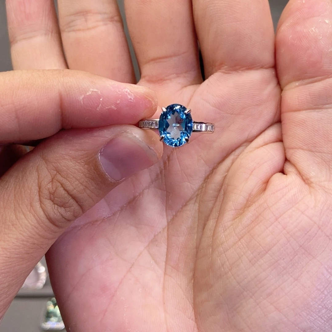 托帕石戒指银S925镶嵌N**g