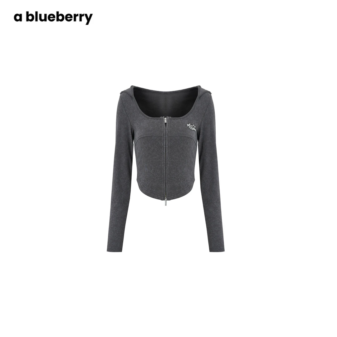 a blueberry韩版辣妹圆领小衫短款春季显瘦长袖T恤女BH211191