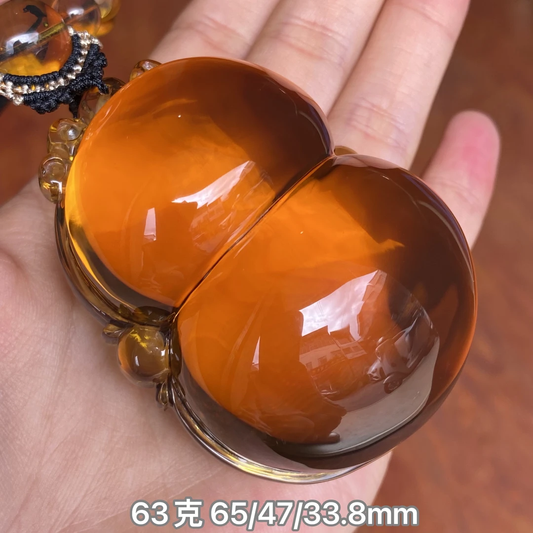 【小伊琥珀】63克紫茶净水玻璃种葫芦「福禄双全」