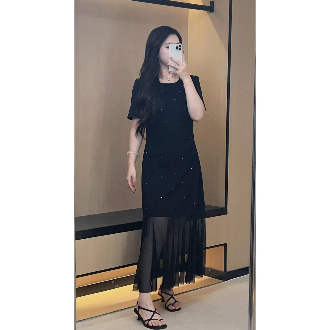 潇潇微胖定制~显瘦气质小黑裙日常裙子时尚连衣裙LWT1180