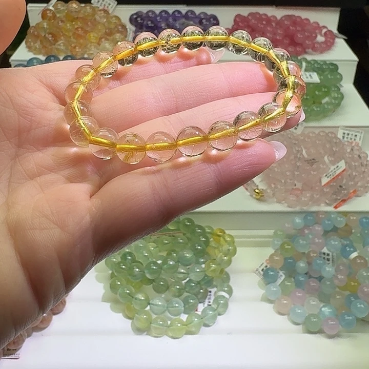水晶手链未镶嵌   招财发晶 8m