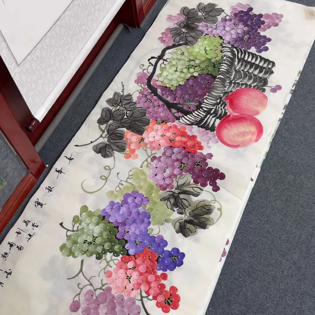 钱***荡国画尺寸70X180纯手绘作品