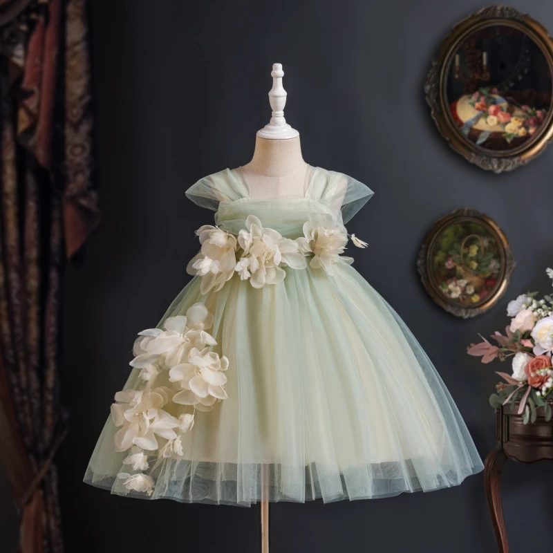 女童连衣裙夏季2025新款宝宝花朵吊带公主裙洋气小女孩网纱仙女裙