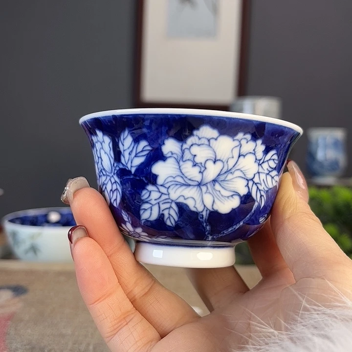 摆件景德柴烧茶杯多人
