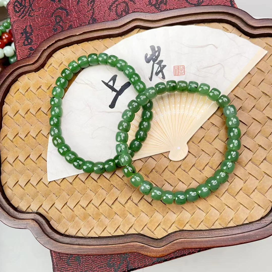 和田玉碧玉直切老形珠手串 多样性发货拍一单发一个