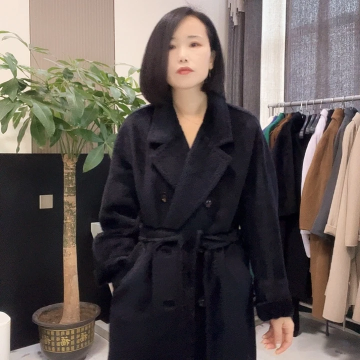 骆马绒藏蓝色M码长款