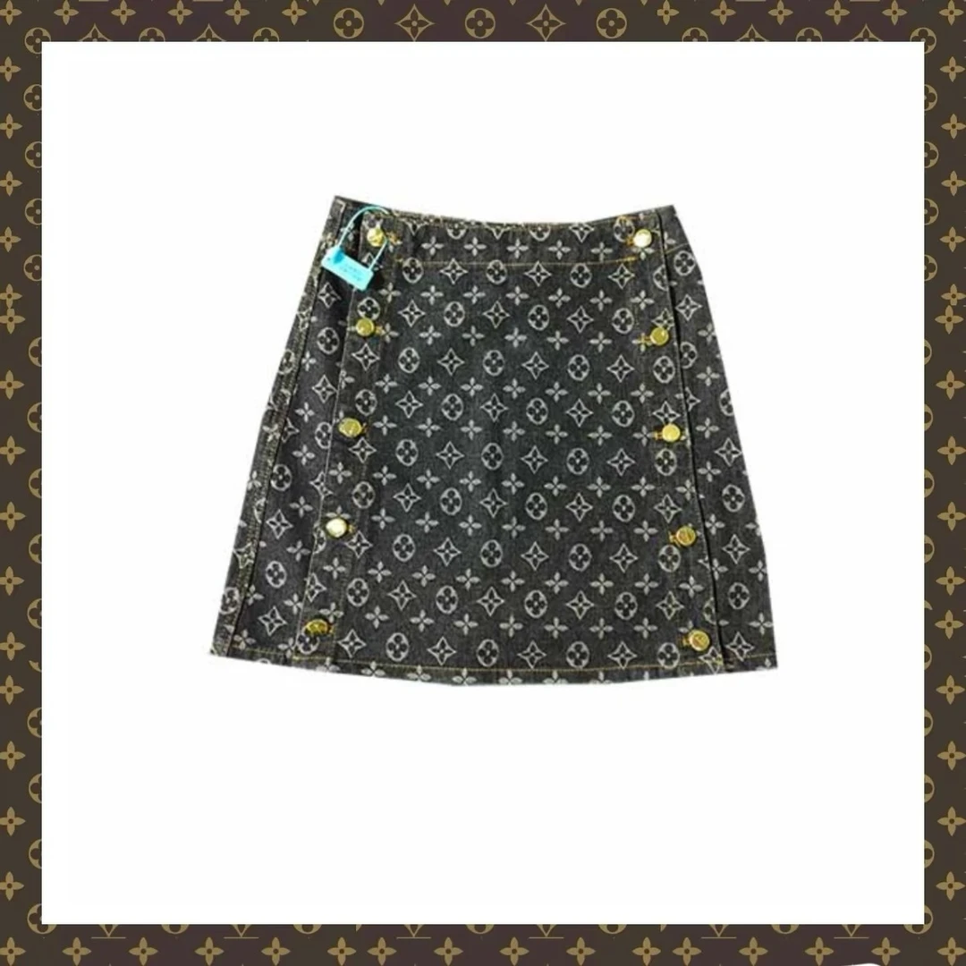 【YS定制】BL016 LLL 黑牛仔纽扣短裙女