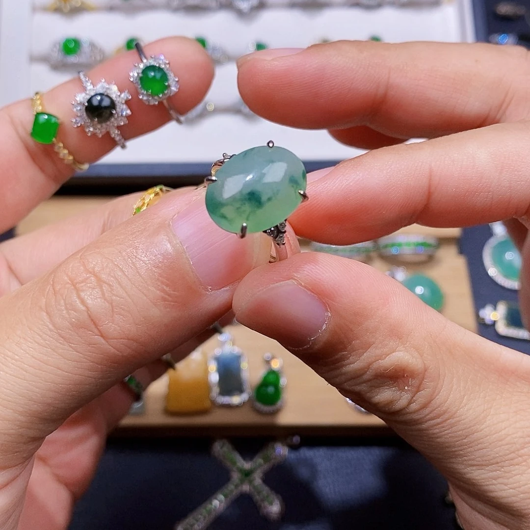 银S925镶嵌戒指翡翠戒指