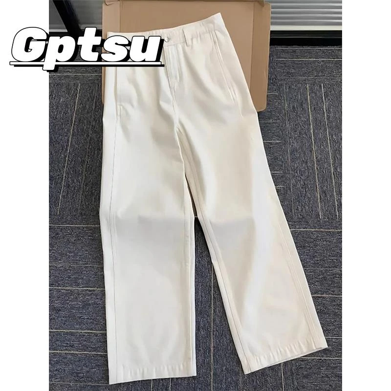 GPTSu白色直筒牛仔裤男春秋季高级感裤子小个子穿搭美式休闲长裤