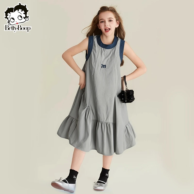 贝蒂童装夏季无袖花边连衣裙2025年新品儿童中大童休闲裙子25501