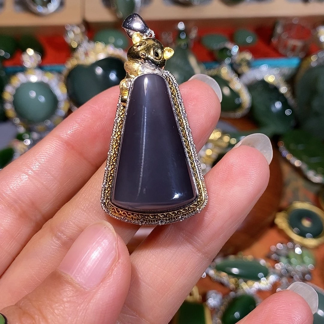 和田玉银S925镶嵌颈饰