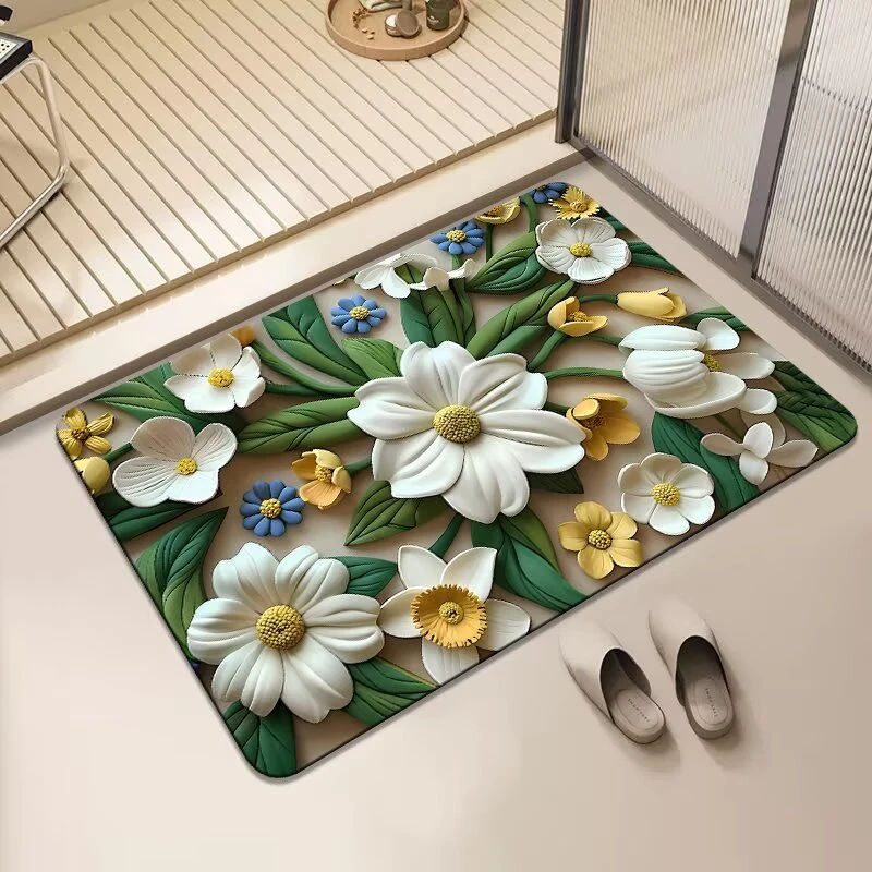 浴室地垫奶油风硅藻泥吸水垫卫生间门口脚垫入户卫浴厕所防滑地毯