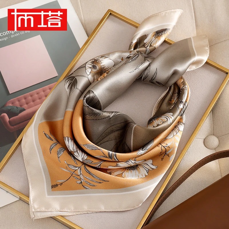 真丝丝巾女100%桑蚕丝围巾头巾送妈妈女朋友礼物长巾53*53