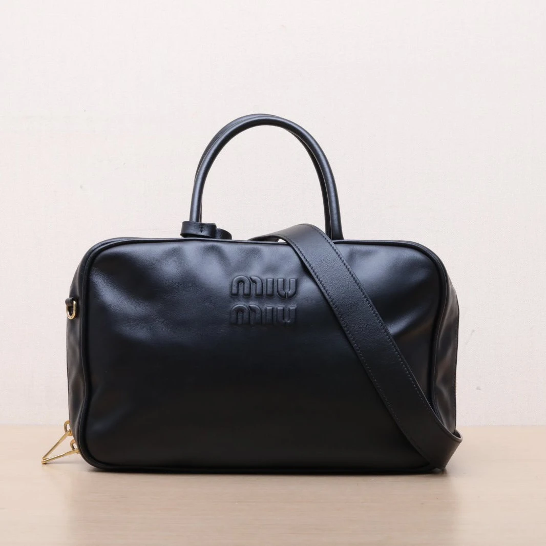 99新 MIU MIU/缪缪 小花柳 保龄球 公文包 logo刻印徽标 长手柄