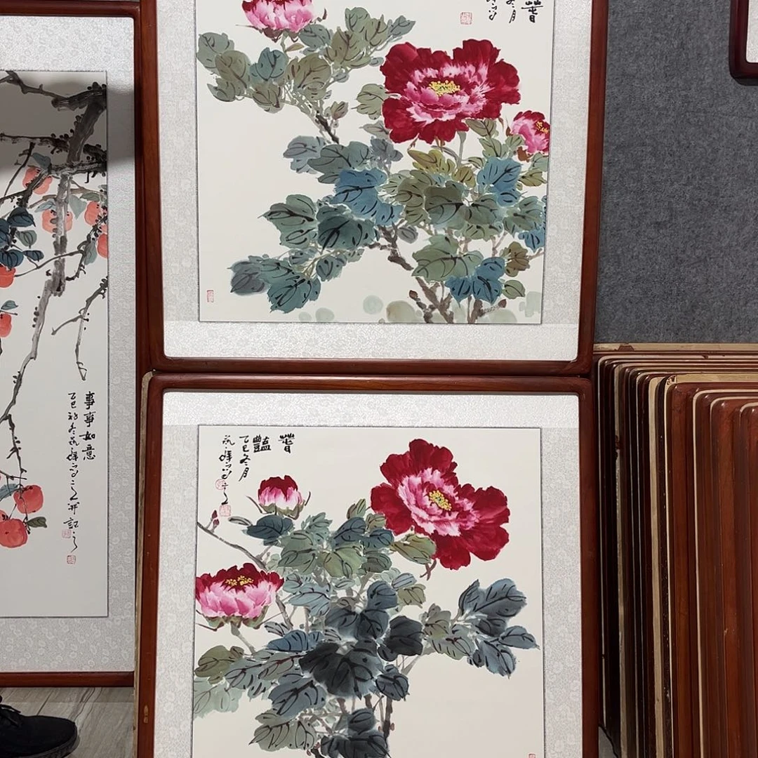 国画书画作品带框63×63