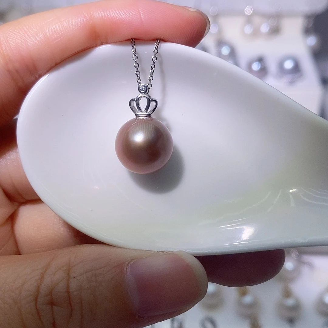 淡水珍珠吊坠(赠链)银S925镶嵌尺寸11/12毫米