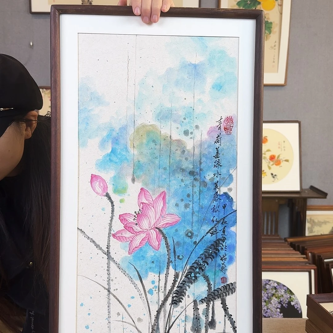 书法手绘带框尺寸： 36*69