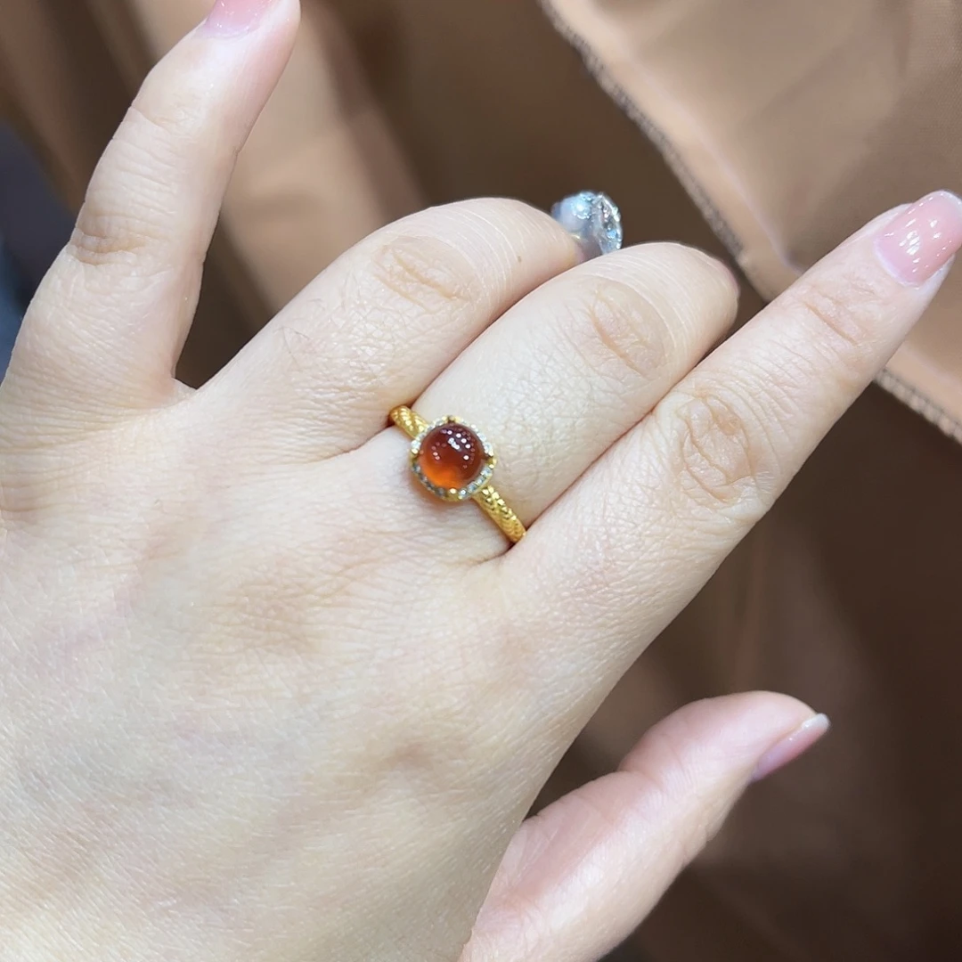 蛇纹石玉银S925镶嵌戒指戒指