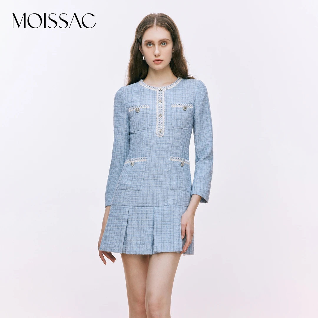 【陈大可】MOISSAC摩萨克优雅小香风中长收腰连衣裙MTDD50028