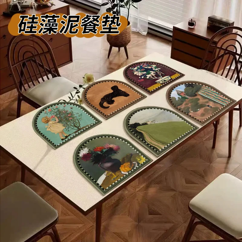 法式复古防滑浪漫餐桌垫复古风美式家用创意碗垫时尚创意防烫防水