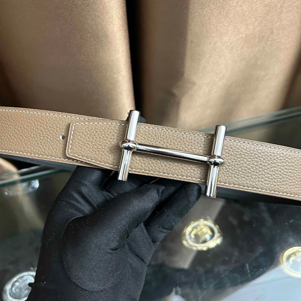 新款男女通用高档皮带休闲工字扣H扣牛皮腰带青中年商务情侣韩潮