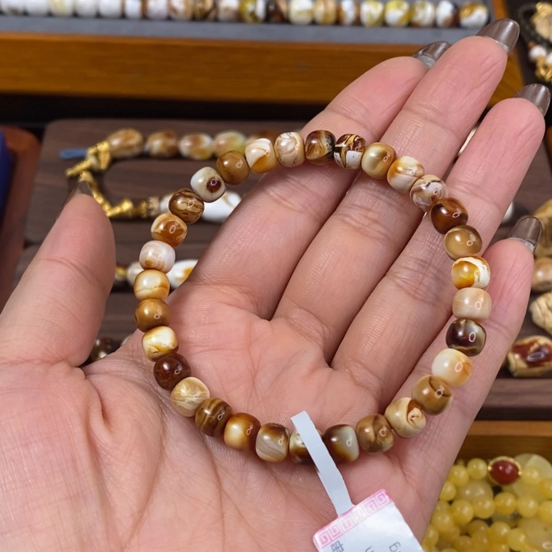 琥珀未镶嵌珠宝奇石琥珀蜜蜡精品沁色手串