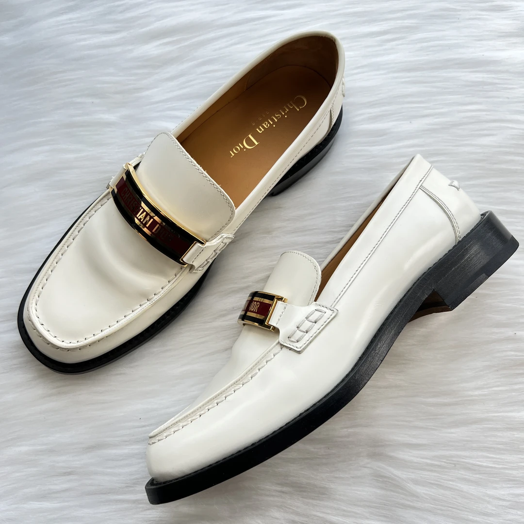99新 DIOR/迪奥 Code 牛皮拼色乐福鞋 37.5码 公价9.2k x003