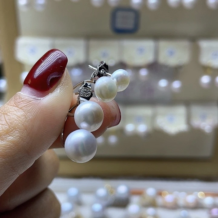 淡水珍珠耳饰银S925镶嵌
