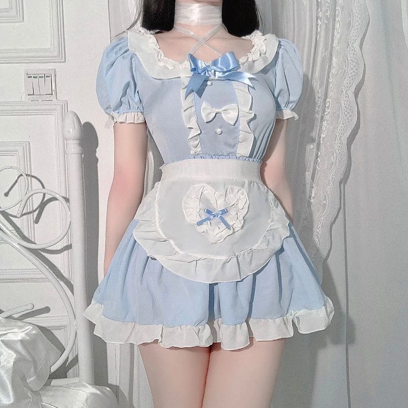 jk猫猫绑带性感睡裙纯欲制服女仆辣妹水手lolita蓝色洛丽塔日系
