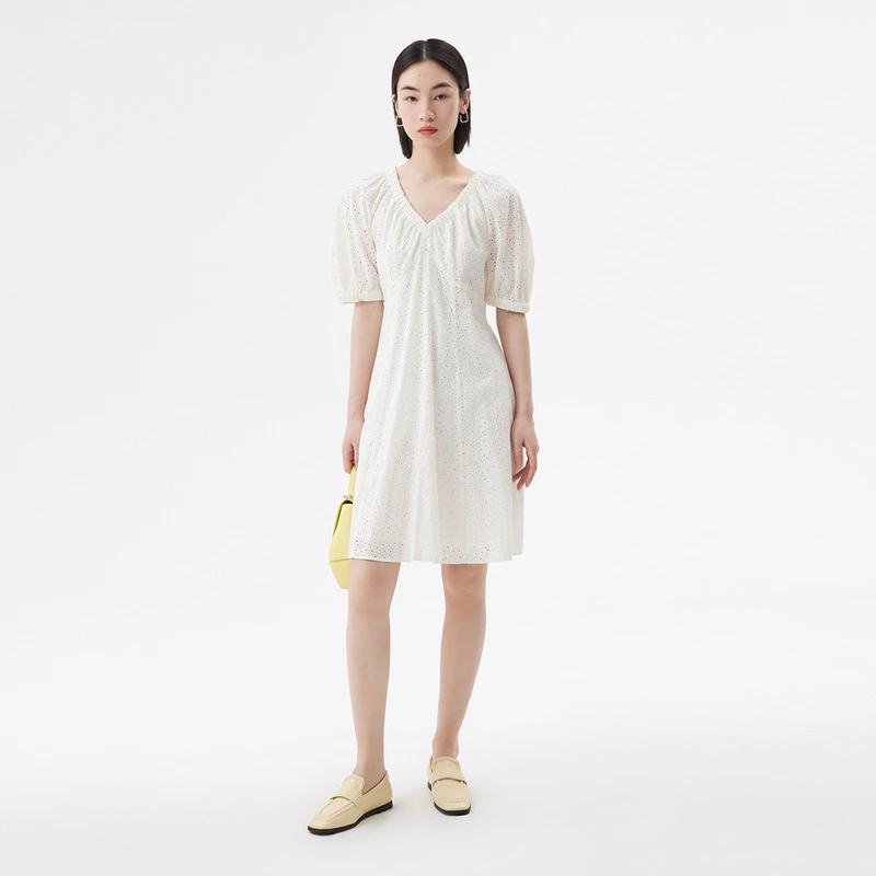 【陈陈专属】播气质文艺复古镂空显瘦连衣裙DDQ2LD5057