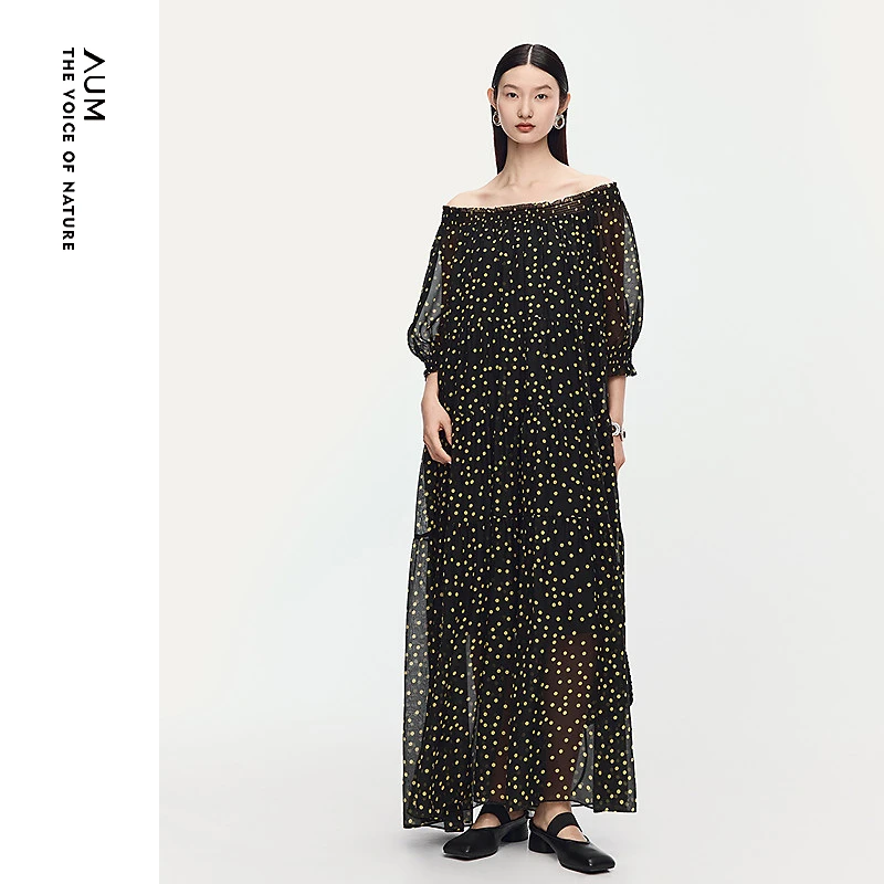 AUM噢姆25年夏季碎花气质时尚法式波点连衣裙MCFZ20426