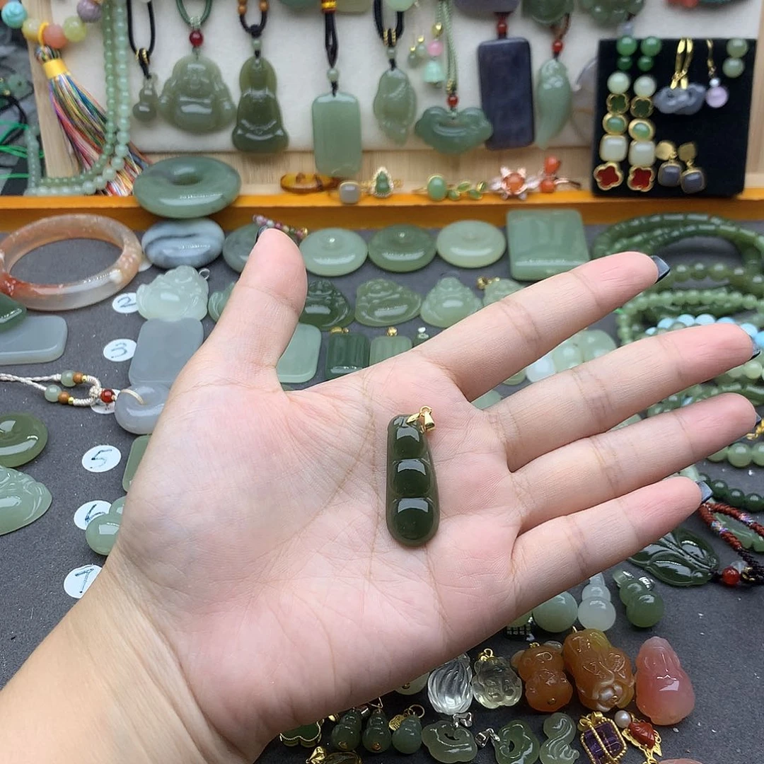 和田玉银S925镶嵌吊坠(不含链)