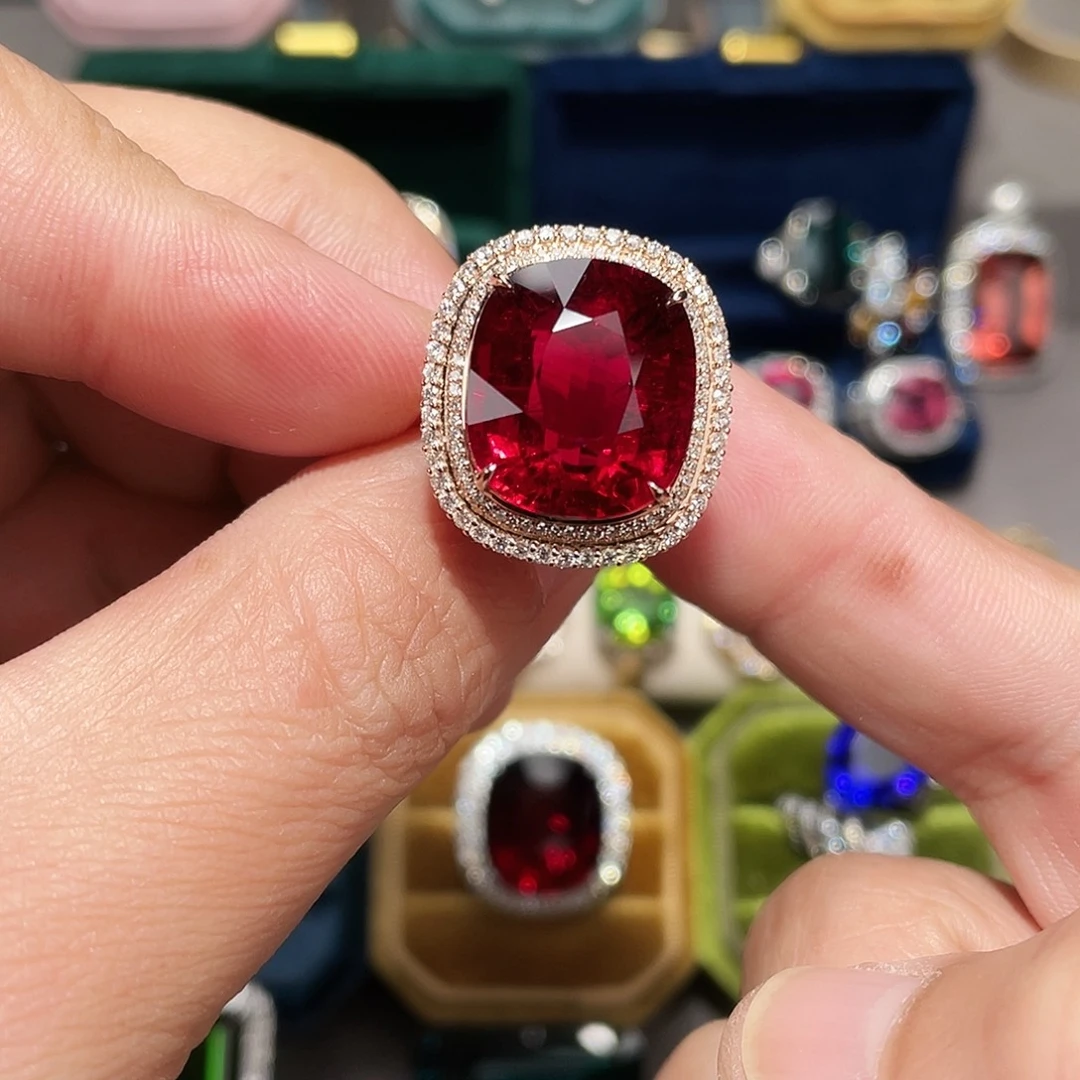 碧玺戒指18K金镶嵌16.41ct
