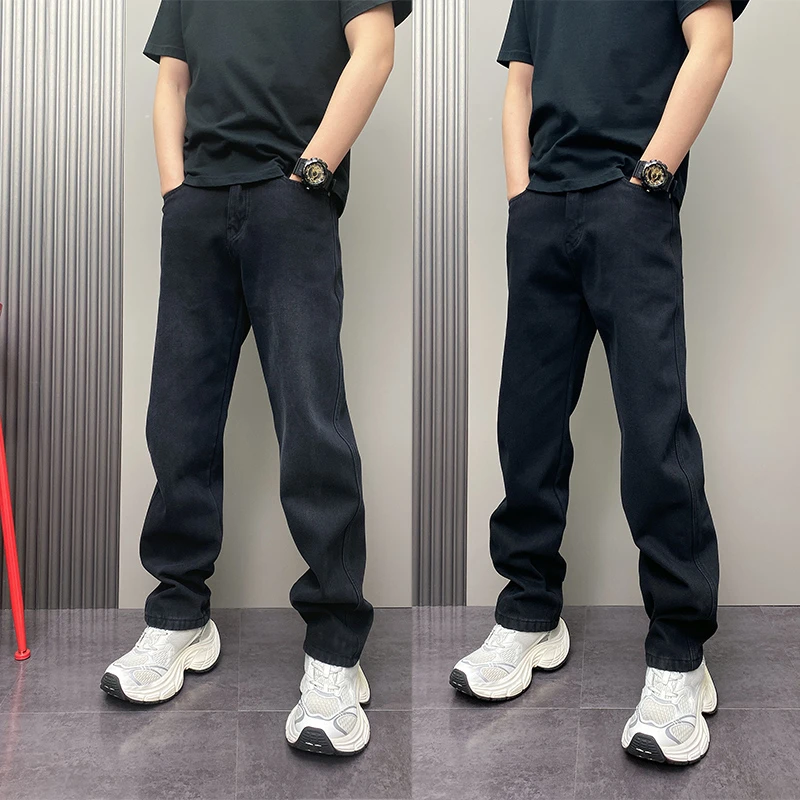 冬季新款男士加绒休闲裤高品质潮牌宽松弯刀裤青年舒适百搭直筒裤