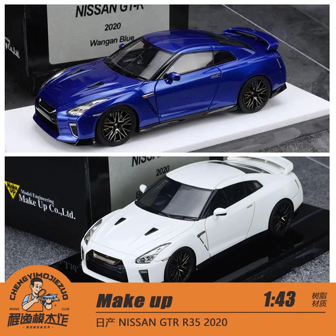 Make up 1:43 日产 NISSAN GTR R35 2020 蓝色 白色 树脂车模