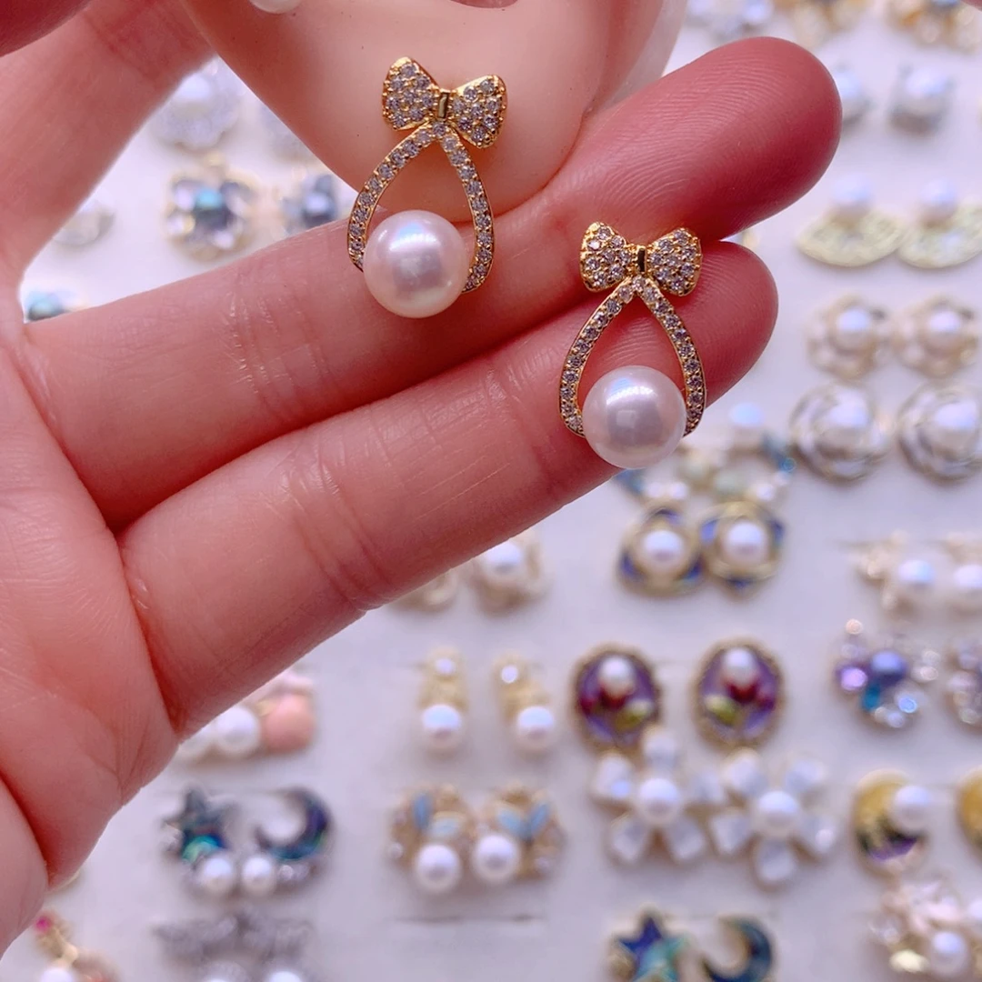 淡水珍珠耳饰合金