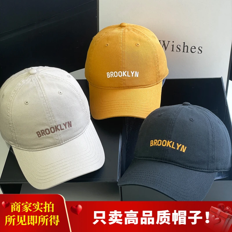 春夏季新款字母BROOKLYN刺绣简约休闲鸭舌帽女百搭显脸小棒球帽男