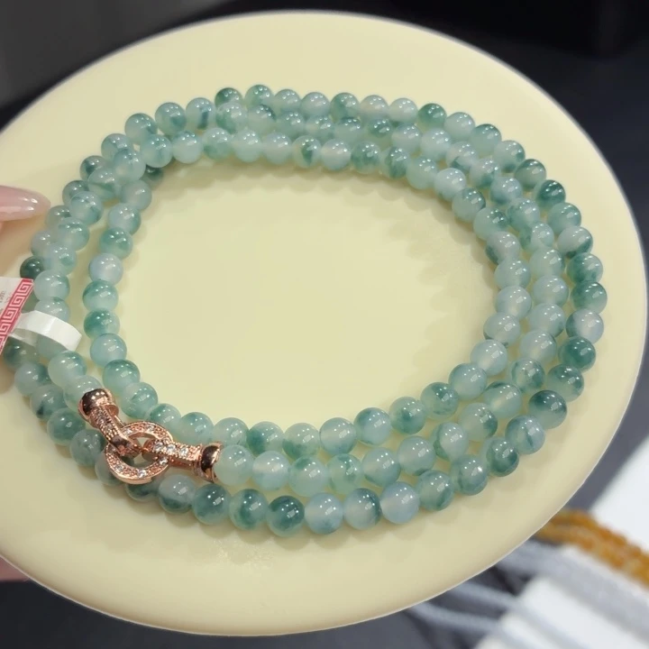 翡翠未镶嵌手链冰胶蓝飘卡5