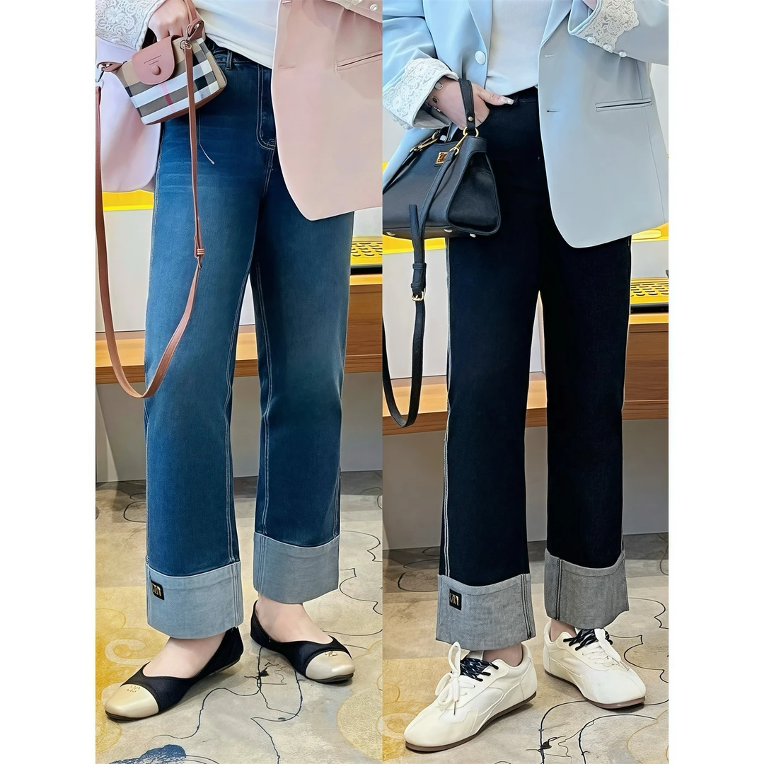 巴恩美式 / 美式舒适区烟管牛仔裤13034花契200斤胖mm休闲时尚