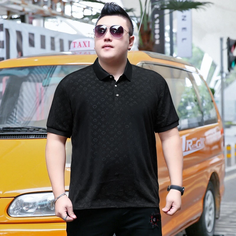 加肥加大码男装商务休闲短袖翻领POLO衫特大号中年有领T恤夏装6XL